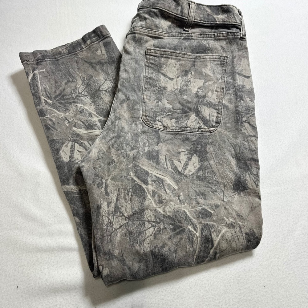 Hollister loose pants mens 38x32 grey forest camo leaf print casual denim